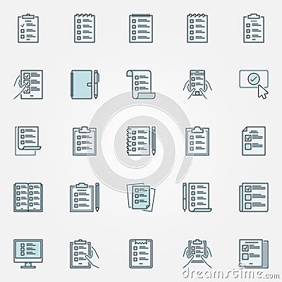 To Do List blue icons set - vector checklist creative symbols Vector Illustration