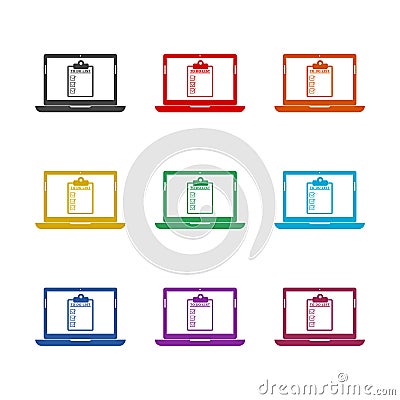 To do list document on laptop icon, color set Stock Photo