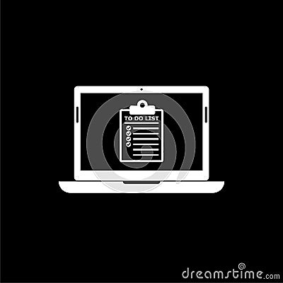 To Do list document on laptop icon isolated on dark background Stock Photo