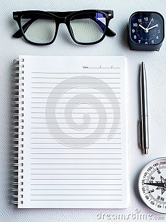 To do list, goals and target concept in new page notebook. Mockup template white blank space on spiral diary notepad. Stock Photo