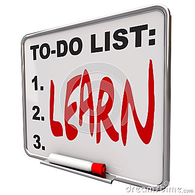 To-Do List - Learn - Dry Erase Board Stock Photo