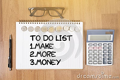 TO DO LIST - Make More Money Stock Photo