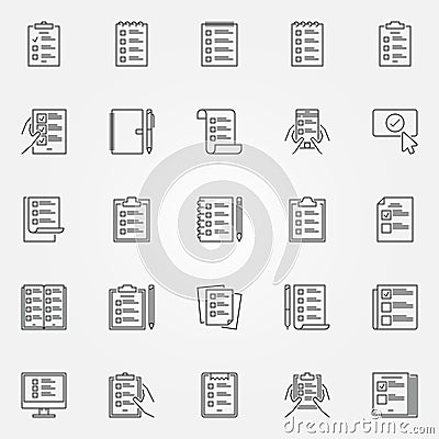 To Do List outline icons. Vector check list and tasklist symbols Vector Illustration