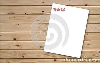 To do list paper put on wooden table,for add your taxt ,graphic editor,top view Stock Photo