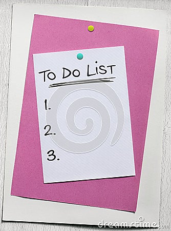 To Do list reminder template written on notepaper. Stock Photo