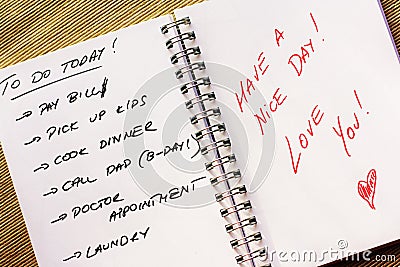 To-do list for a spouse Stock Photo