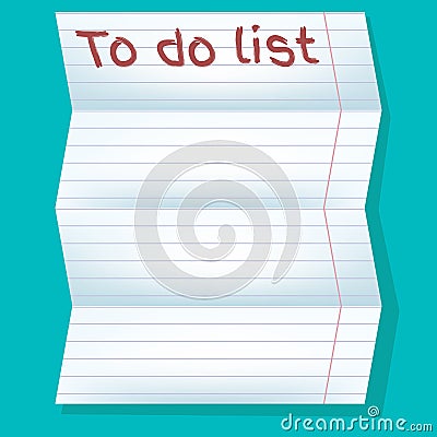 To do list, white paper in line on a blue background Vector Illustration