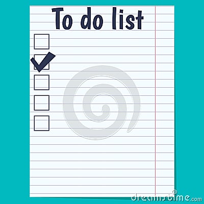 To do list, white paper in line on a blue background Vector Illustration