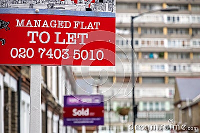 TO LET sign displayed on London street Editorial Stock Photo