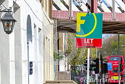 To Let sign outside a London townhouse Editorial Stock Photo