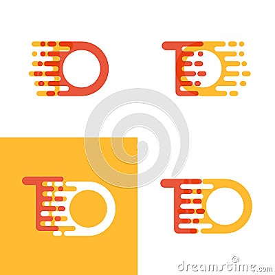 TO letters logo with accent speed soft orange and yellow Vector Illustration