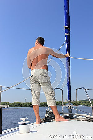 To look afar on a yacht Stock Photo