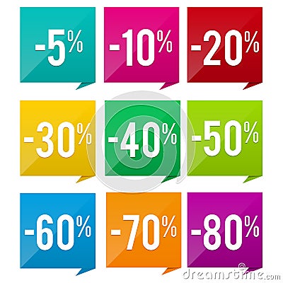 5% to 80% off. Sale and Discount Price Badge Banner. Vector Illustration