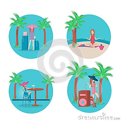 The concept of travel, rest, a trip to the sea. Vector Illustration