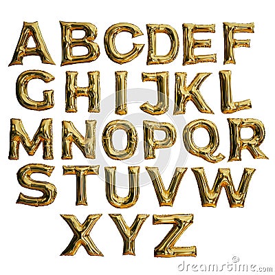 A TO Z fond golden balloon text 3d model render concept Stock Photo