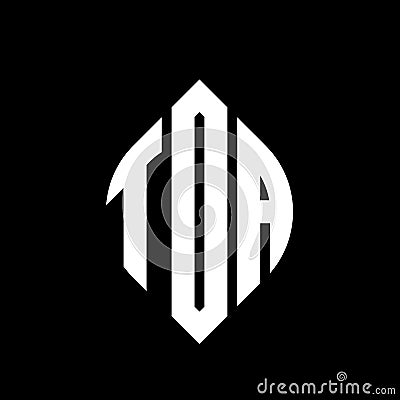 TOA circle letter logo design with circle and ellipse shape. TOA ellipse letters with typographic style. The three initials form a Vector Illustration