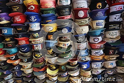 The Toad River Lodge hats collection, BC, Canada Editorial Stock Photo