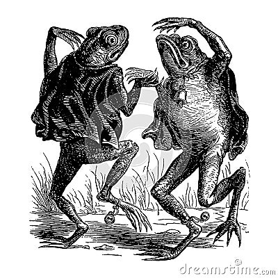 Toads dancing at the sabbath Vector Illustration