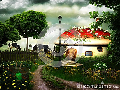 Toadstool Cottage Stock Photo