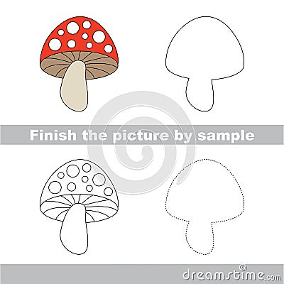 Toadstool. Drawing worksheet. Stock Photo