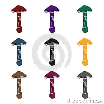 Toadstool icon in black style isolated on white background. Mushroom symbol stock vector illustration. Vector Illustration