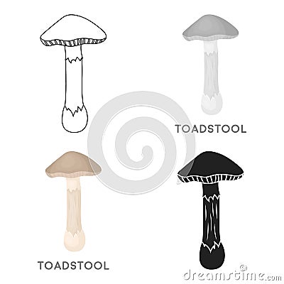 Toadstool icon in cartoon style isolated on white background. Mushroom symbol stock vector illustration. Vector Illustration