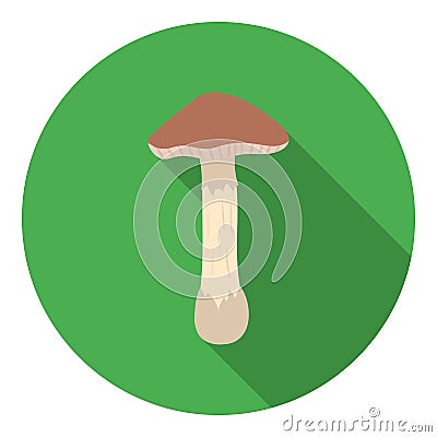 Toadstool icon in flat style on white background. Mushroom symbol stock vector illustration. Vector Illustration