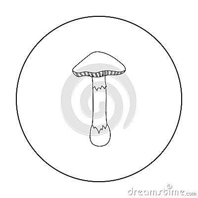 Toadstool icon in outline style isolated on white background. Mushroom symbol stock vector illustration. Vector Illustration