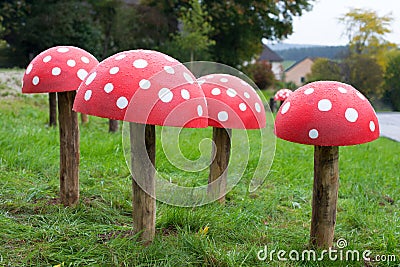 Toadstool mushroom made from wood Stock Photo