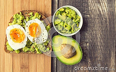 Toast with avocado and egg Stock Photo