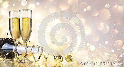 Toast With Bottle And Champagne Stock Photo