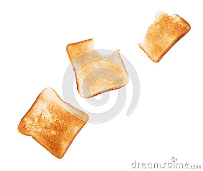 Toast bread close-up on a white background. Isolated Stock Photo