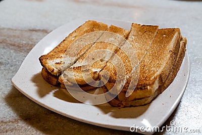 Toast bread in traditional Chinese style with butter and kaya Stock Photo