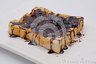 Toast with chocolate sauce toping Stock Photo