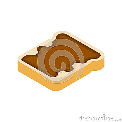 Toast with chocolate spread isolated. piece of bread with chocolate Vector Illustration