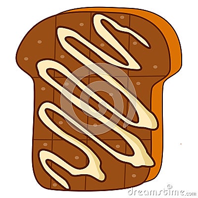 Toast chocolate topped with milk. cartoon Sweet breakfast graphic design element Stock Photo