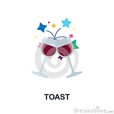 Toast flat icon. Colored element sign from celebration collection. Flat Toast icon sign for web design, infographics and Vector Illustration