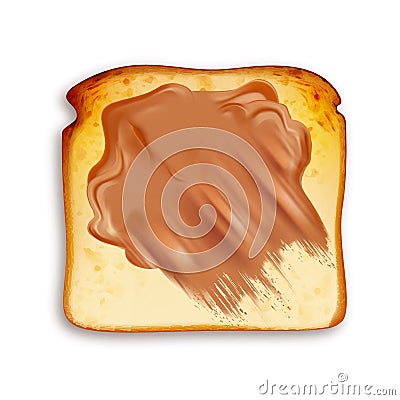 Toast Fried Bread With Chocolate Butter Vector Vector Illustration