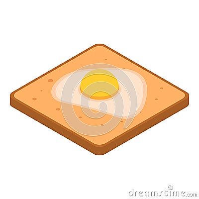 Toast fried egg icon, isometric style Vector Illustration