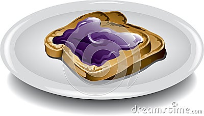 Toast with grape jelly Vector Illustration