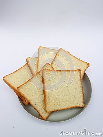 Sliced Toast Loaf White Bread (Shokupan or Roti Tawar) for Breakfast Isolated on White Background Stock Photo