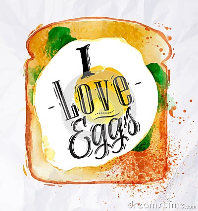 Toast with scrambled eggs Vector Illustration