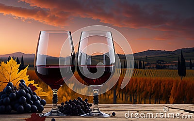 Toast to the Best Wines from the Vineyard. Stock Photo