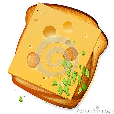 Toasted bread slices with cheddar cheese Vector Illustration