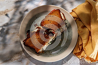 Toasted Chicken Mozzarella Sandwich Stock Photo