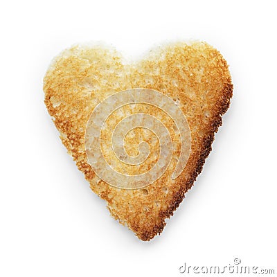 Toasted slice of white bread heart shape Stock Photo