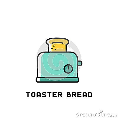 Toaster bread icon in bright contour style Vector Illustration