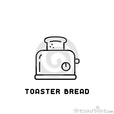 Toaster bread icon in linear style Vector Illustration