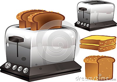 Toaster and bread Vector Illustration