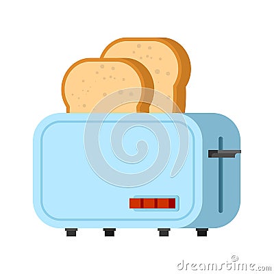 Toaster and bread isolated. electrical device for making toast. Flat vector illustration Vector Illustration